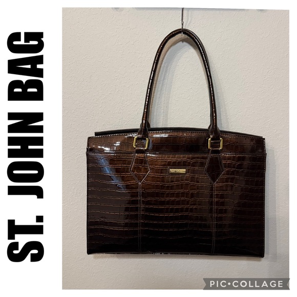 St. John Croc-Embossed Bag - Picture 1 of 15